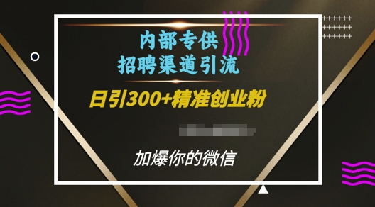 内部招聘渠道日引流300+创业粉，加爆你的微信【揭秘】-林文副业站