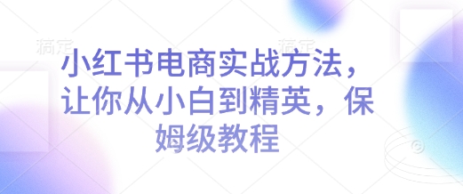 小红书电商实战方法，让你从小白到精英，保姆级教程-林文副业站