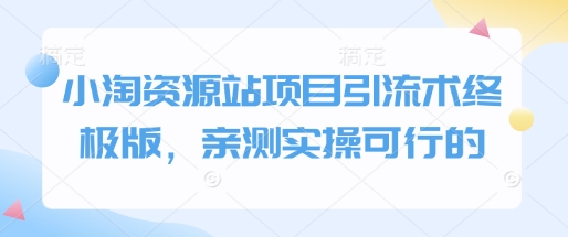 小淘资源站项目引流术终极版，亲测实操可行的-林文副业站