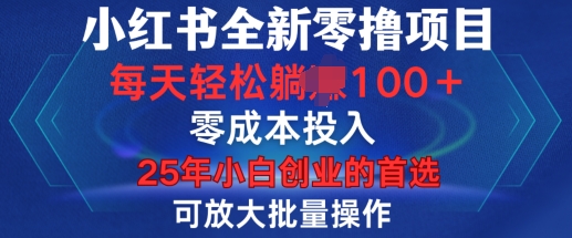 小红书全新纯零撸项目，只要有号就能玩，可放大批量操作，轻松日入100+【揭秘】-林文副业站