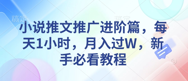 小说推文推广进阶篇，每天1小时，月入过W，新手必看教程-林文副业站