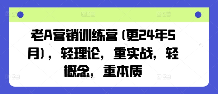 老A营销训练营(更25年1月)，轻理论，重实战，轻概念，重本质-林文副业站