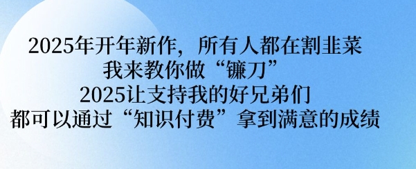 2025年开年新作，所有人都在割韭菜，我来教你做“镰刀” 2025让支持我的好兄弟们都可以通过“知识付费”拿到满意的成绩【揭秘】-林文副业站