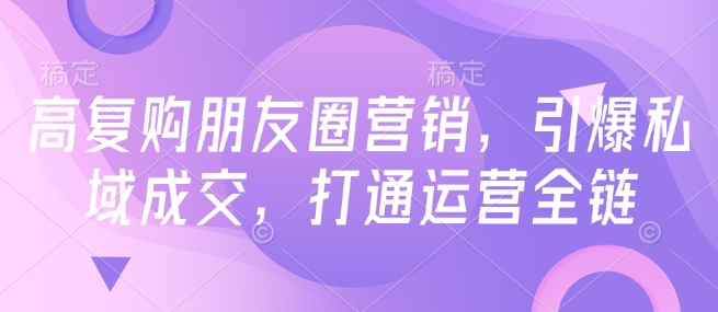 高复购朋友圈营销，引爆私域成交，打通运营全链-林文副业站