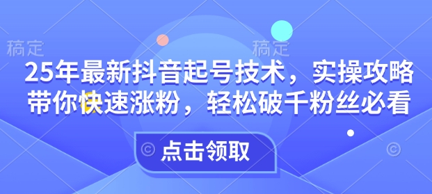 25年最新抖音起号技术，实操攻略带你快速涨粉，轻松破千粉丝必看-林文副业站