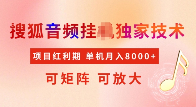 首发搜狐音频挂JI，项目红利期，可矩阵可放大，稳定月入5k【揭秘】-林文副业站