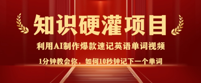 知识硬灌，10秒钟让你记住一个单词，3分钟一个视频，日入多张不是梦-林文副业站