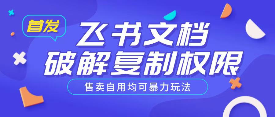 首发飞书文档破解复制权限，售卖自用均可暴力玩法-林文副业站