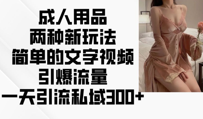 成人用品两种新玩法，简单的文字视频引爆流量，一天引流私域300+-林文副业站