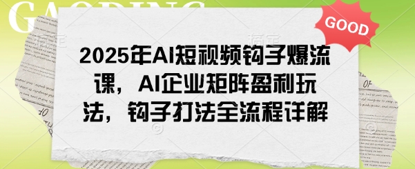 2025年AI短视频钩子爆流课，AI企业矩阵盈利玩法，钩子打法全流程详解-林文副业站