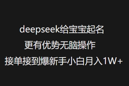 deepseek给宝宝起名更有优势无脑操作接单接到爆新手小白月入1W+-林文副业站