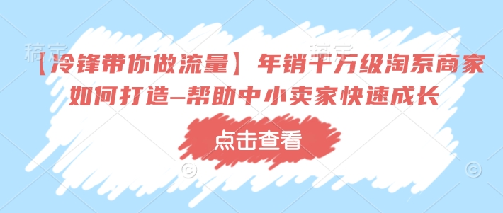 【冷锋带你做流量】年销千万级淘系商家如何打造–帮助中小卖家快速成长-林文副业站