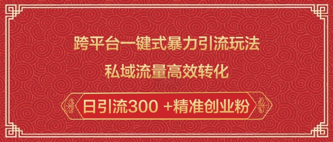 跨平台一键式暴力引流玩法，私域流量高效转化日引流300 +精准创业粉-林文副业站
