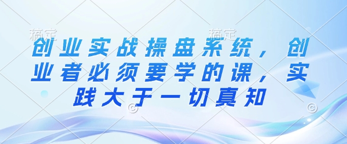 创业实战操盘系统，创业者必须要学的课，实践大于一切真知-林文副业站