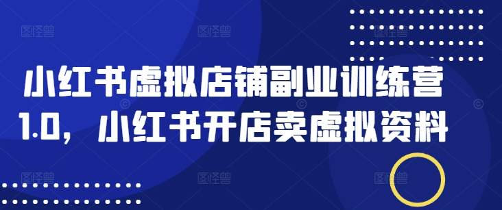 小红书虚拟店铺副业训练营1.0，小红书开店卖虚拟资料-林文副业站