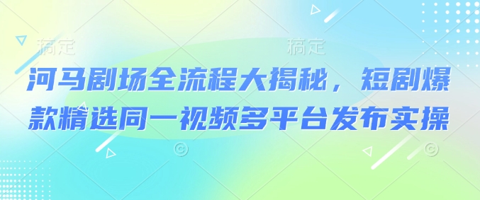 河马剧场全流程大揭秘，短剧爆款精选同一视频多平台发布实操-林文副业站
