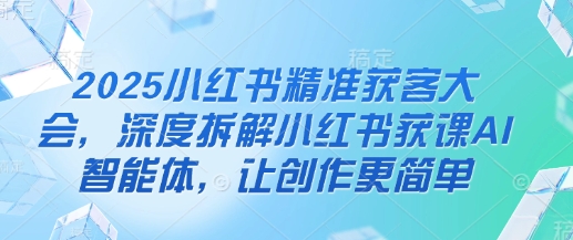 2025小红书精准获客大会，深度拆解小红书获课AI智能体，让创作更简单-林文副业站