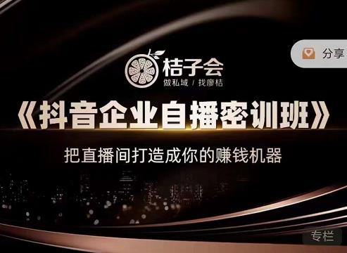 图片[1]-桔子会《抖音企业自播密训班》，把直播间打造成你的赚钱机器-林文副业站