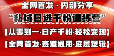 私域日进千粉训练营，全网首发，从0开始带你做好私域，适用于任何赛道，让日产千粉不再是梦-林文副业站
