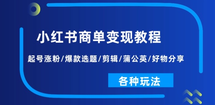 图片[1]-小红书商单变现教程：起号涨粉/爆款选题/剪辑/蒲公英/好物分享/各种玩法-林文副业站