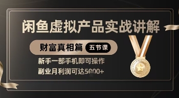 精品！闲鱼虚拟产品实战讲解，新手一部手机即可操作，副业月利润可达5k+-林文副业站