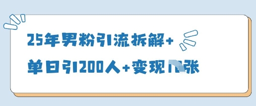 25年男粉引流拆解+单日引200人+变现多张-林文副业站