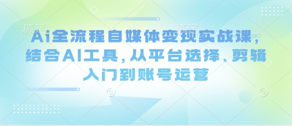 Ai全流程自媒体变现实战课，结合AI工具，从平台选择、剪辑入门到账号运营-林文副业站