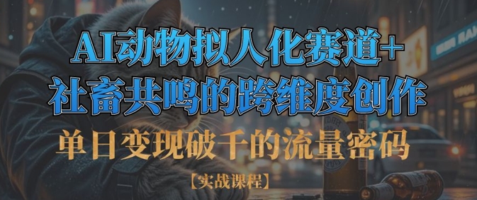 单日变现破千的流量密码，AI动物拟人化赛道+社畜共鸣的跨维度创作-林文副业站
