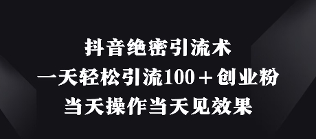 抖音绝密引流术，一天轻松引流100+创业粉，当天操作当天见效果-林文副业站