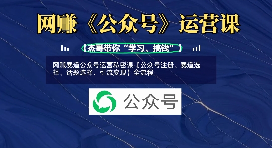 网创赛道公众号运营私密课【公众号注册、赛道选择、话题选择、引流变现】全流程-林文副业站