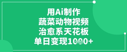 用Ai制作蔬菜动物视频，治愈系天花板，单日变现1k-林文副业站