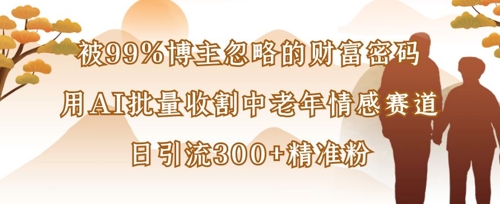 被99%博主忽略的财富密码：用AI批量收割中老年情感赛道，日引流300+精准粉-林文副业站