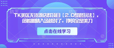 TK美区无货源店群项目【2.0整套玩法】，闭着眼睛入场就对了，挣的全是美刀-林文副业站