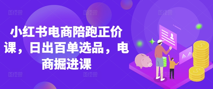 小红书电商陪跑正价课，小红书官方认证电商讲师教学，日出百单选品，电商掘进课-林文副业站