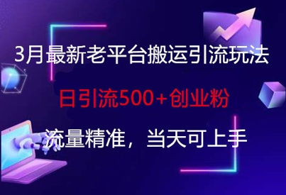 3月最新老平台搬运引流玩法，日引流500+创业粉，流量精准，当天可上手-林文副业站