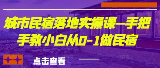 城市民宿落地实操课—手把手教小白从0-1做民宿-林文副业站