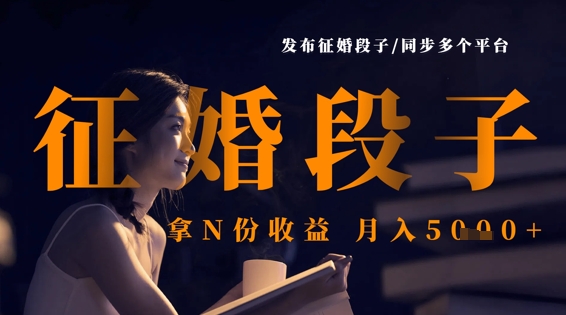 发布征婚段子，同步多个平台，拿N份收益，月入5k-林文副业站
