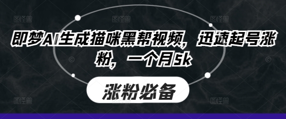 即梦AI生成猫咪黑帮视频，迅速起号涨粉，一个月5k-林文副业站