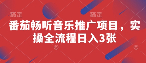 番茄畅听音乐推广项目，实操全流程日入3张-林文副业站