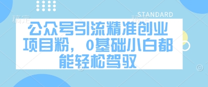 公众号引流精准创业项目粉，0基础小白都能轻松驾驭-林文副业站