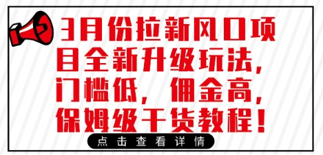 3月份拉新风口项目全新升级玩法，门槛低，佣金高，保姆级干货教程-林文副业站