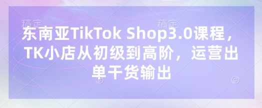 东南亚TikTok Shop3.0课程，TK小店​从初级到高阶，运营出单干货输出-林文副业站