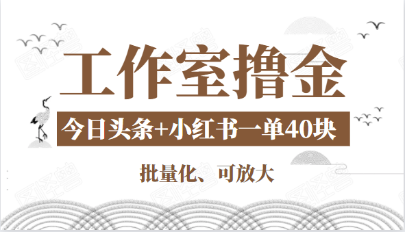 图片[1]-工作室撸金二件套：撸今日头条原创收益+小红书一单利润40块项目-林文副业站
