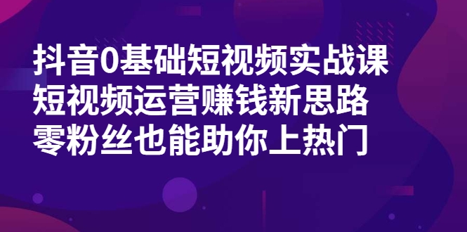图片[1]-抖音0基础短视频实战课，短视频运营赚钱新思路，零粉丝也能助你上热门-林文副业站