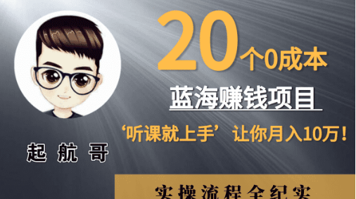 起航哥：20个零成本赚钱项目，听课就能上手，实现月入10万！-林文副业站