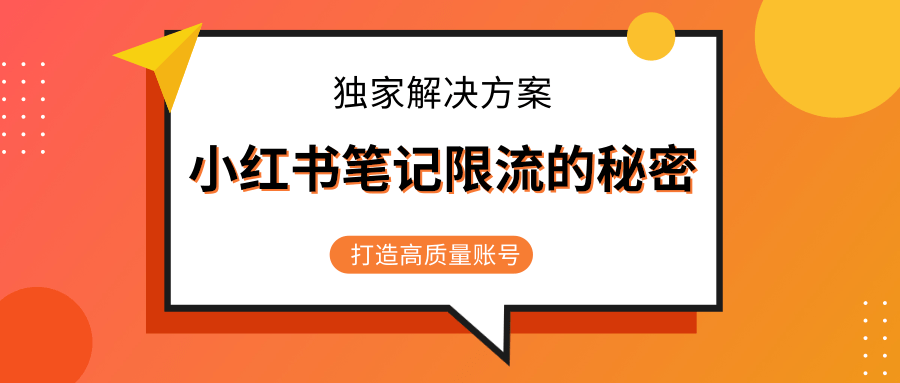 图片[1]-小红书笔记限流的秘密，被限流的笔记独家解决方案，打造高质量账号（共3节视频）-林文副业站