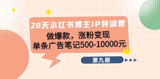 图片[1]-28天小红书博主IP特训营《第9期》做爆款，涨粉变现 单条广告笔记500-10000-林文副业站