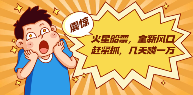 图片[1]-火星船票，全新风口赶紧抓，几天赚一万+摆地摊卖尾货月入一万（5个项目）-林文副业站