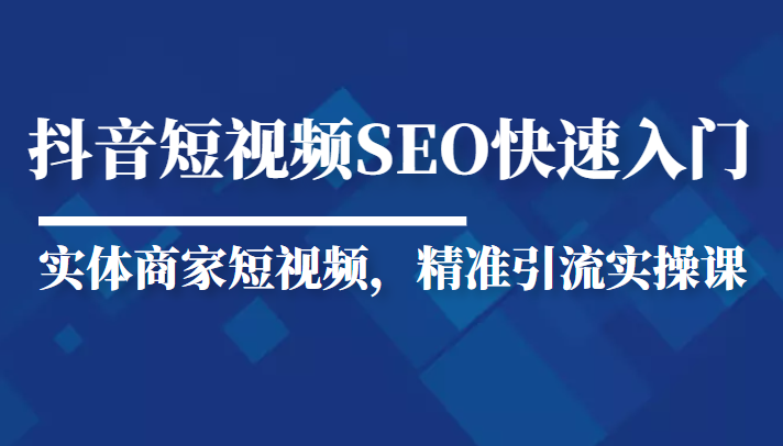 图片[1]-抖音短视频Seo搜索排名优化新手快速入门教程，实体商家短视频，精准引流实操课-林文副业站