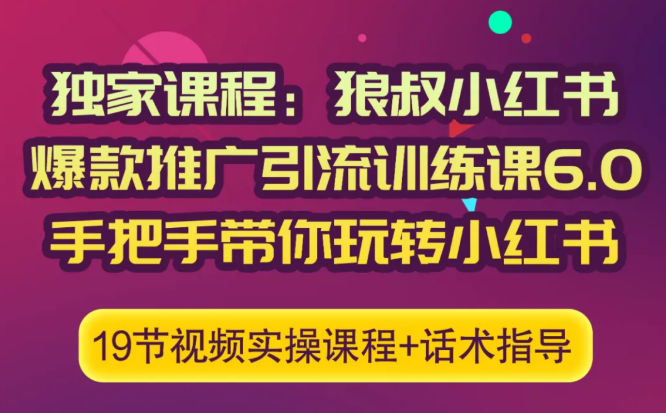 图片[1]-狼叔小红书爆款推广引流训练课6.0，手把手带你玩转小红书-林文副业站